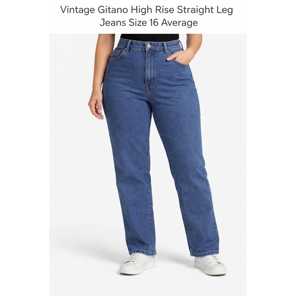 Vintage Gitano High Rise Straight Leg Jeans Blue Denim Made in USA 16 AVG